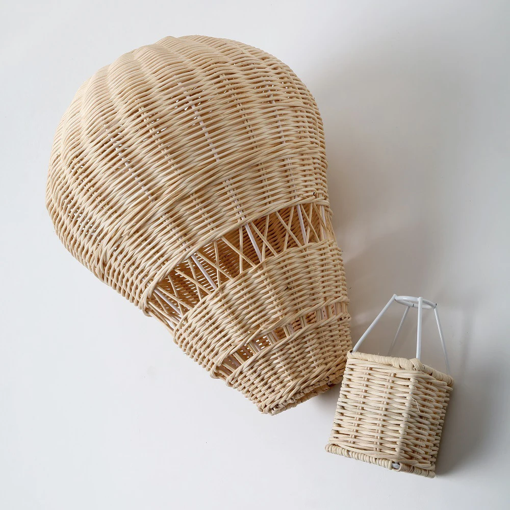 Handmade Hot Balloon Kids Room Decoration Nordic Children Bedroom Kindergarten Rattan Woven Hot Air Balloon Wall Hanging Decor