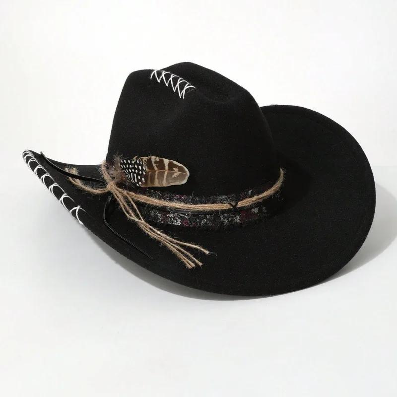 Retro Hand sewing Western Cowboy Hats For Men Women jazz Hats cowgirl hats chapeau cowboy ковбойская шляпа sombre