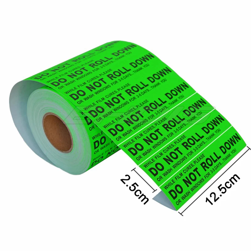 FOSHIO 100PCS/Roll Car Sticker Do Not Roll Down Labels Reflective Tape Fridge Decals Reminder Mark Window Glass Warning Signs