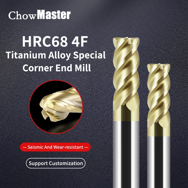 

Chowmaster HRC68 Corner Radius End Mill CNC R Bullnose Cutter Tungsten Carbide Steel 4 Flute R0.2 R0.5 Machining Metal Tool
