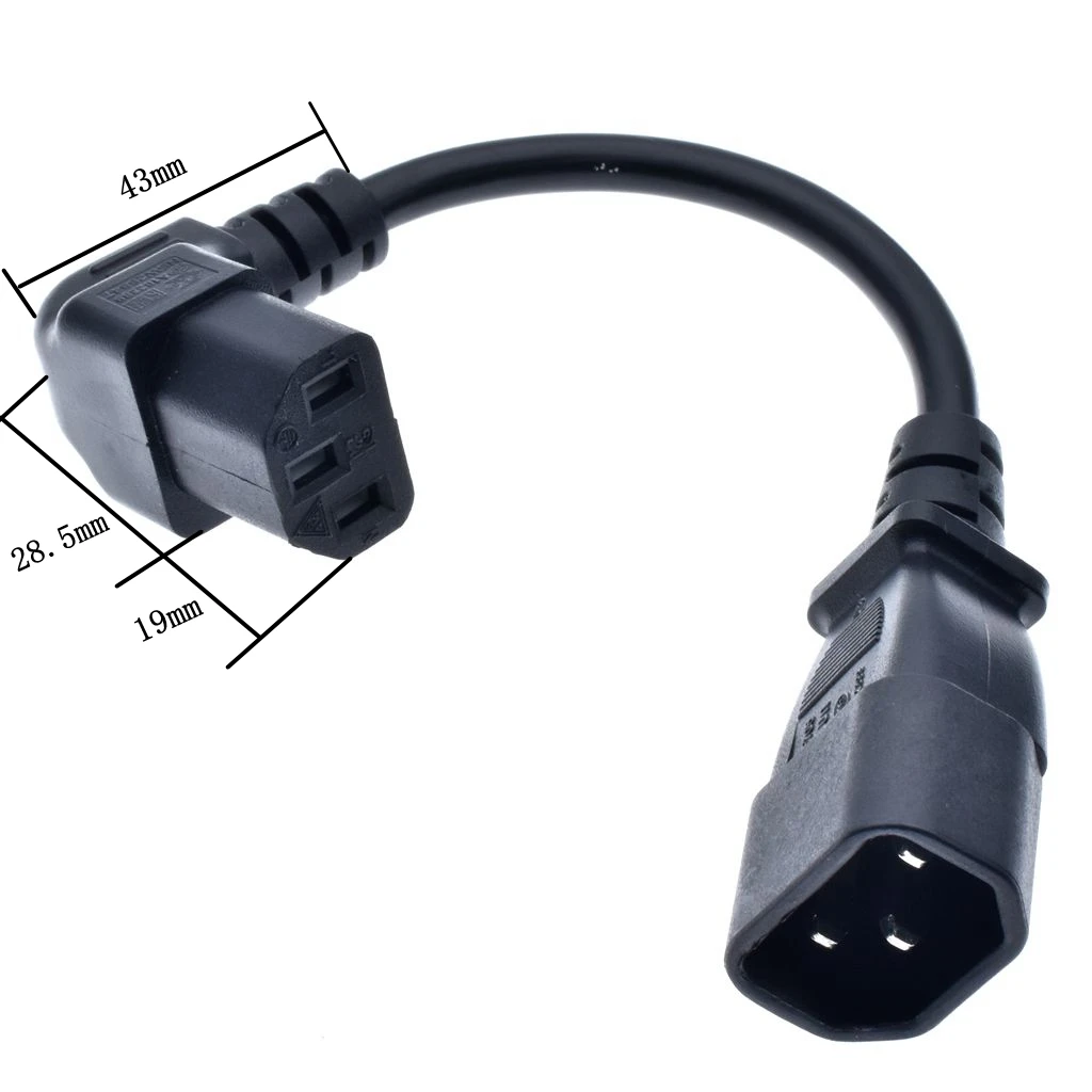 IEC 320 C14 Male to C13 Female PLug PDU/UPS Extension Power cable Connector Up/Down 90 degrees right angle 1 pcs*