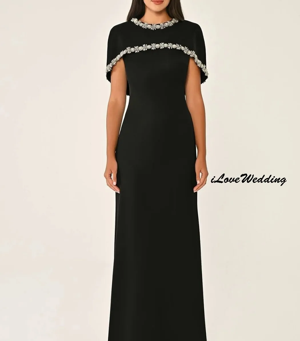 O-Neck Crystal Prom Dresses 2025 Elegant Short Sleeve Evening Dress Formal Gowns Wedding Party Dress For Women Guest Customized