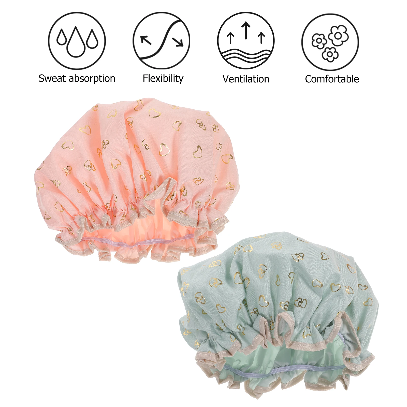 

2Pcs Shower Cap Bathing Caps for Men Satin Sleep Hat Salon Reusable Washable Hair Protection Waterproof Travel