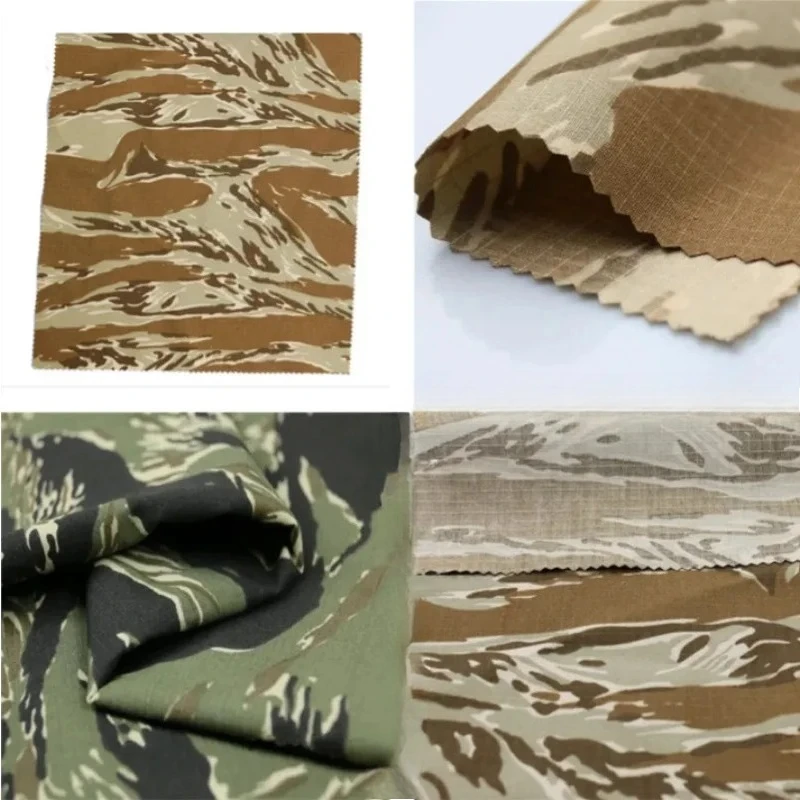 

Desert Tiger Stripe Camouflage Fabrics Polyester-cotton Plaid Tear-resistant Outdoor Workwear Tactical Fabric Sewing DIY Hunting