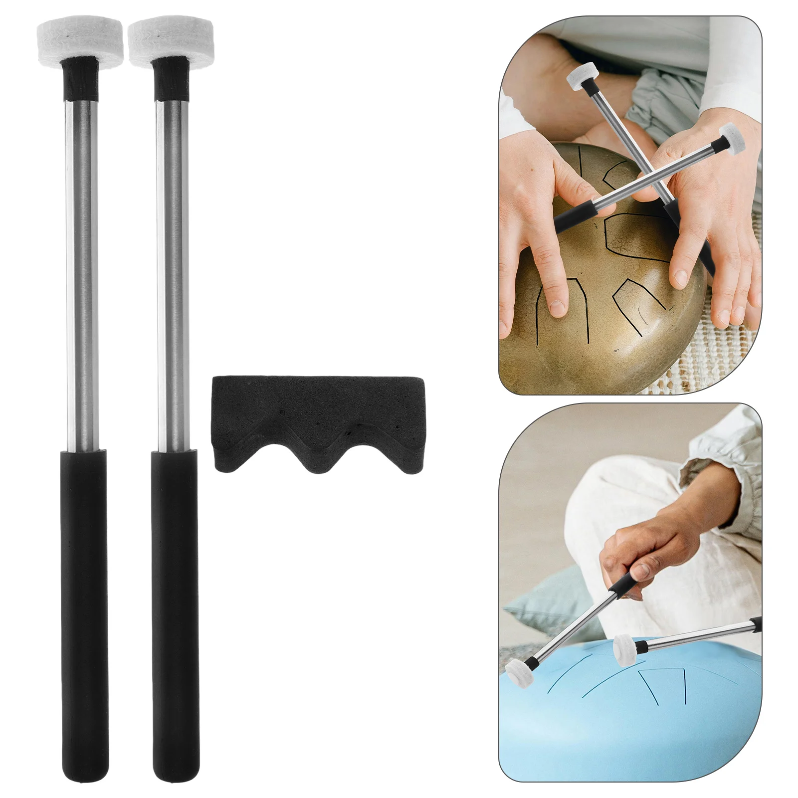 

Ethereal Drum Stick Sticks for Adults Felt Mallets Holder Cymbals Accessories Stand Parts Drumstick Steel Tongue Empty Hammer