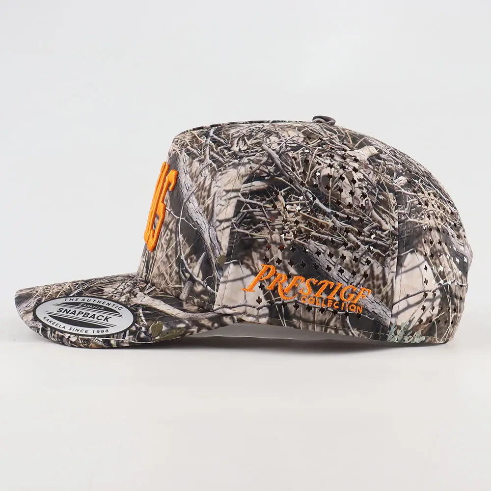 Assorted Design Waterproof Polyester Golf Hat Custom 3D Embroidery Camo Print Baseball Cap for Outdoor Hunting view 3
