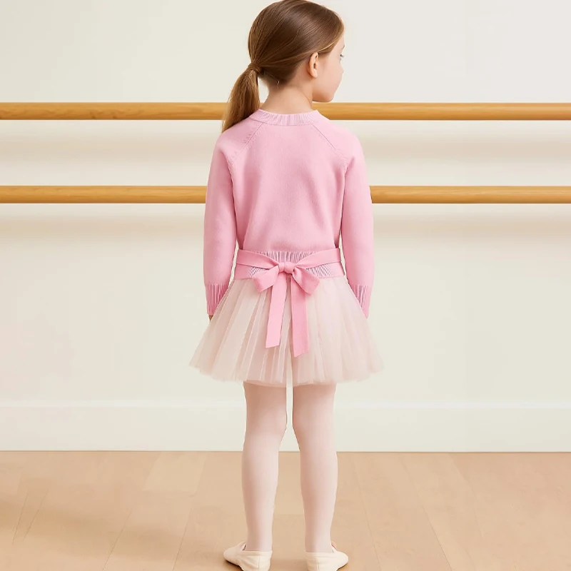

Girls Ballet Sweater Dance V-neck Top with Waist Strap Dance Sweater for kid and adult Gymnastic Dance Wrap Sweater