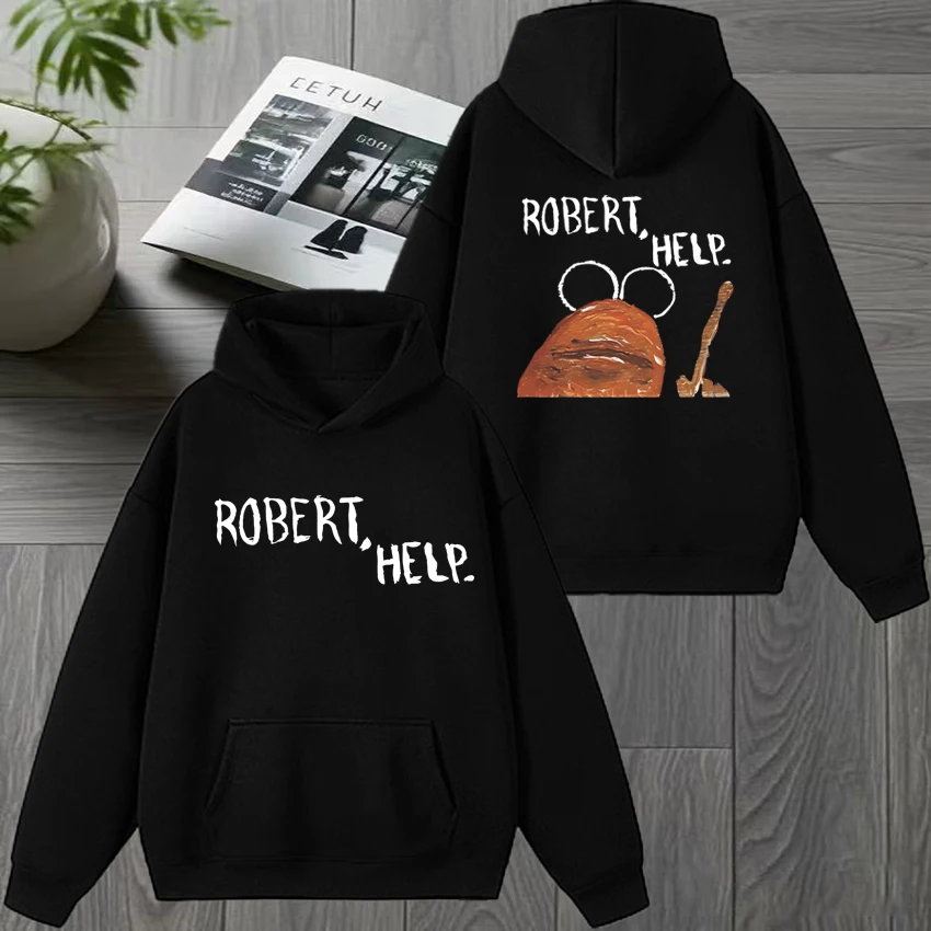 

2026 harajuku Robert Help Marcus The Worm Double Sided print Hoodie Men women Cartoon Sweatshirt Unisex Fleece Casual pullover