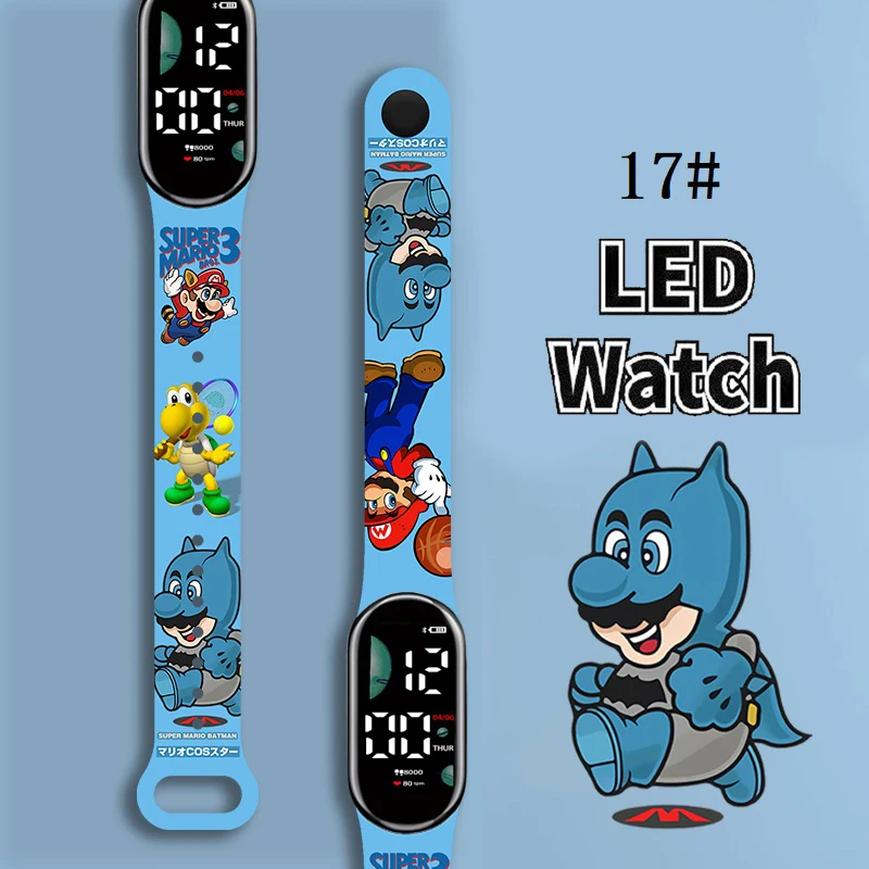 

Super Mario Bros Children's Watches Anime Character Luigi Luminous Bracelet Watch LED Touch Waterproof Kids Digital Watch Gifts