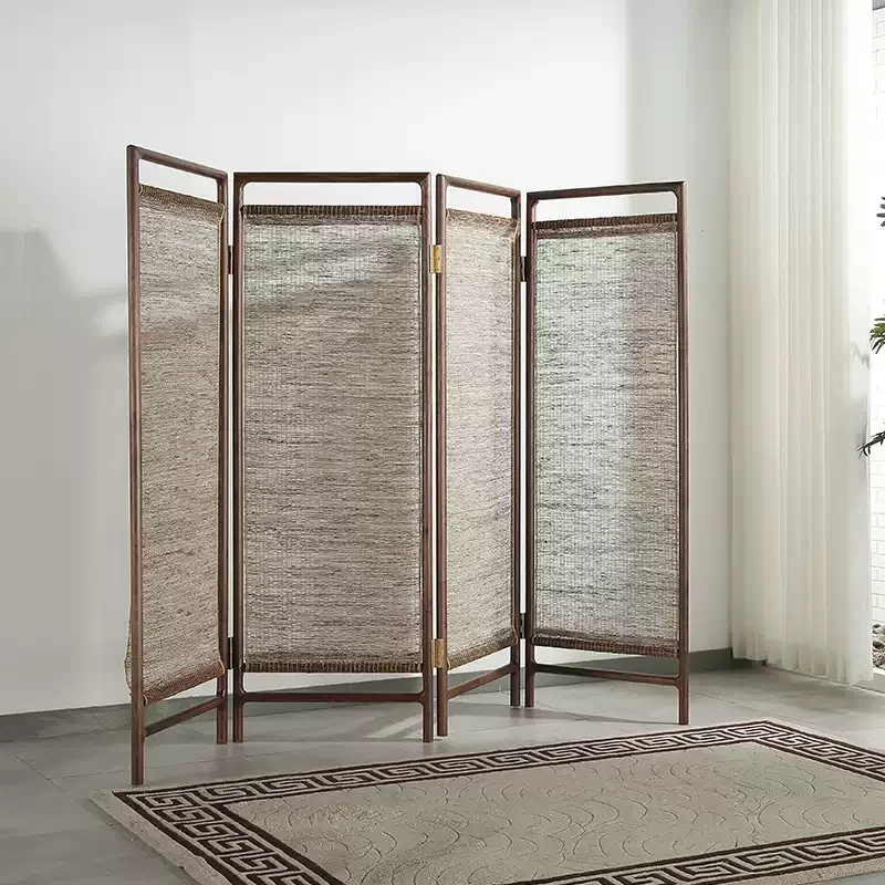 New Chinese black walnut solid wood screen partition flower window folding screen Zen surprise quiet mobile light luxury simple