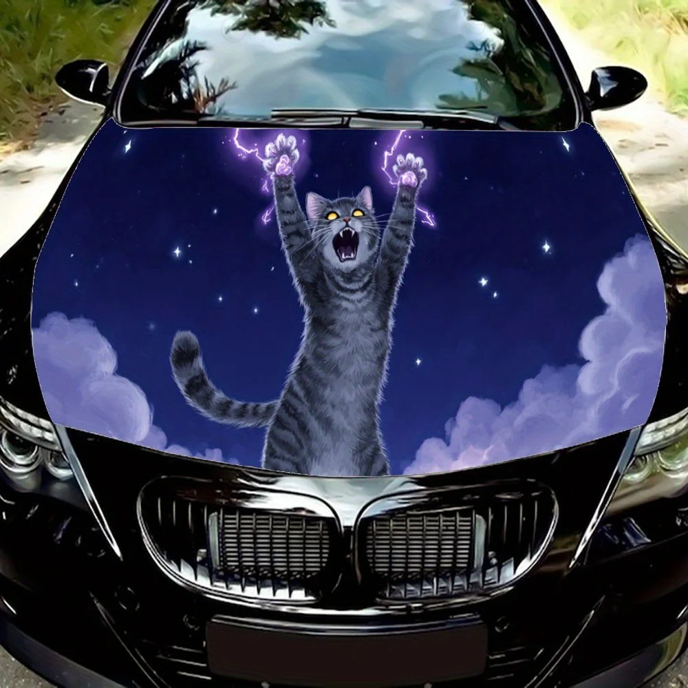 

Fantasy Magic Cat car hood stickers, waterproof self-adhesive, scratch resistant, easy to stick, durable car PVC stickers, car d