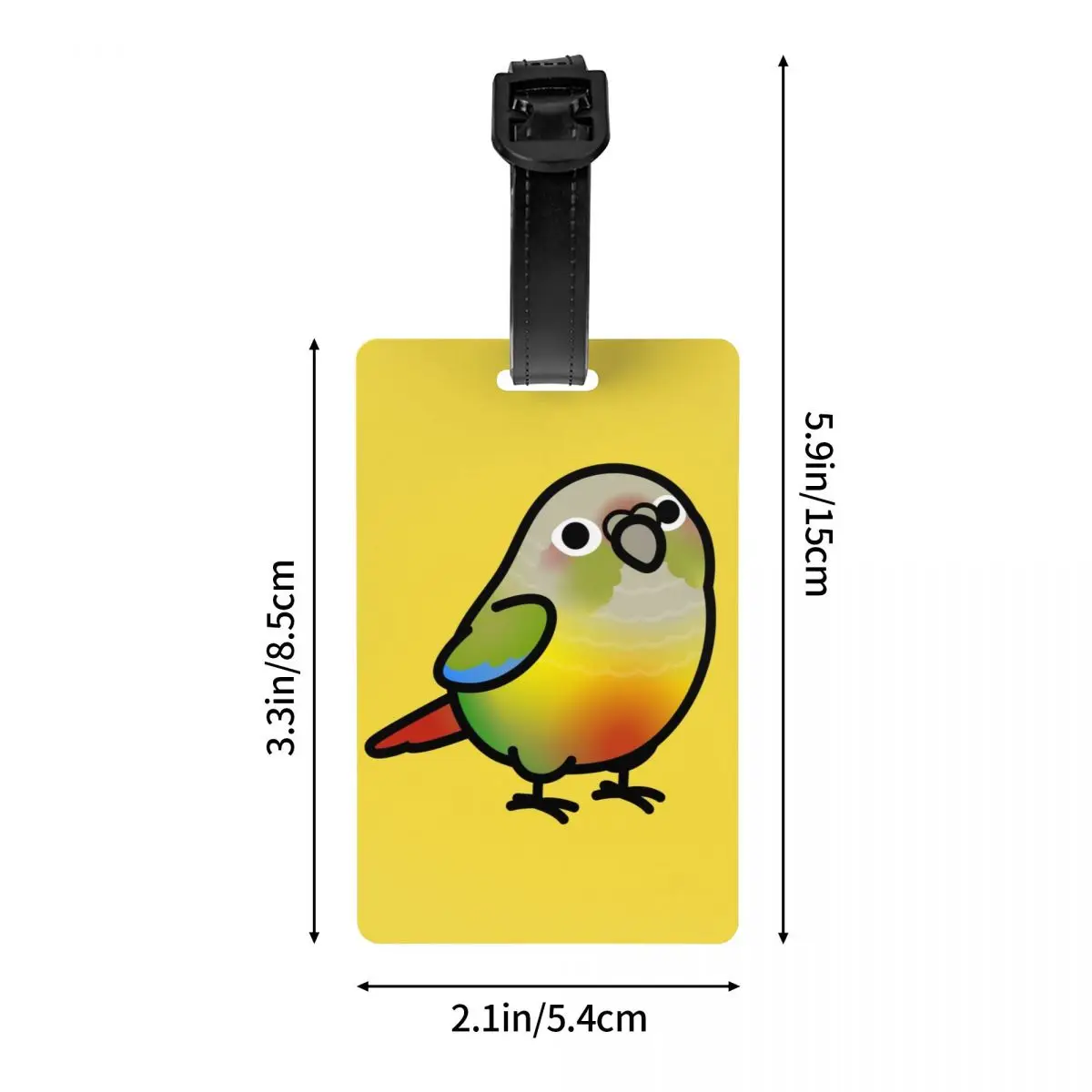 Mollige Ananas Groene Wang Conure Bagagelabel Papegaai Vogelkoffer Bagage Privacy Cover Id Label