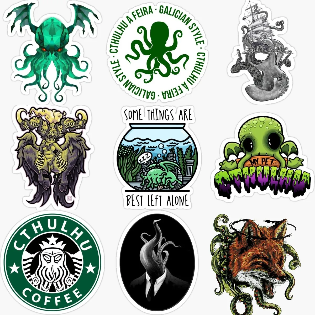 Cthulhu Great Old Ones Octopus Monster Tentacles PVC Sticker for Decorate Fridge Car Bicycle Window Helmet Bumper Truck Decal