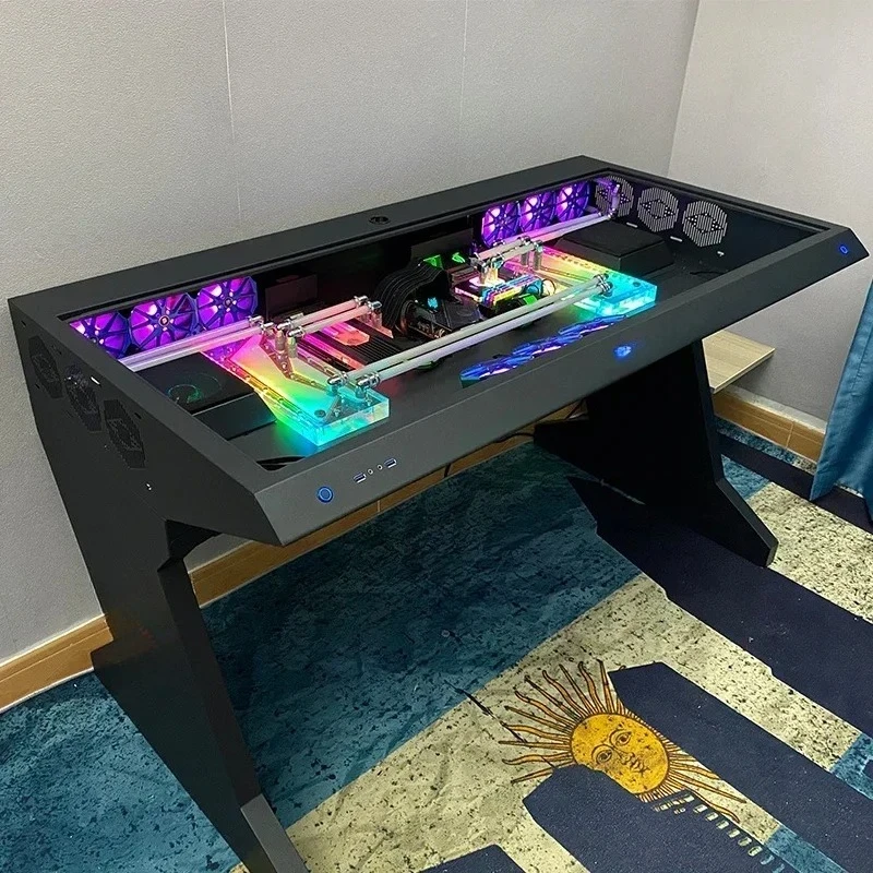 

Computer Case Integrated High-End Cool Special-Shaped Game Tables Built-in Fully Transparent Large Case Computer Desk