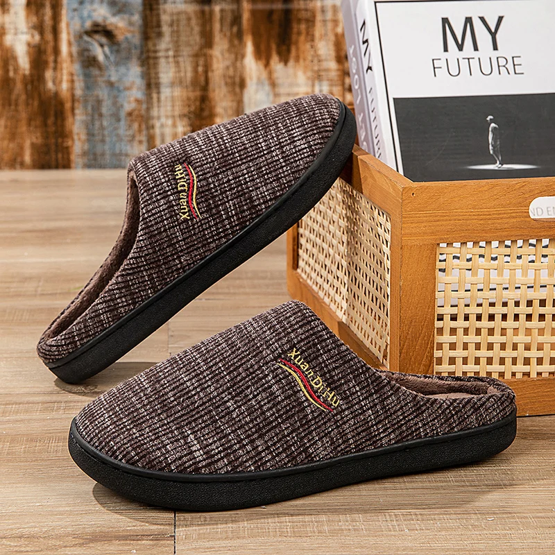 

YRZL Men Warm Slippers Thermal House Shoes Indoor Non-Slip Memory Foam Comfortable Winter Slippers for Men Cozy Fuzzy Slip ons