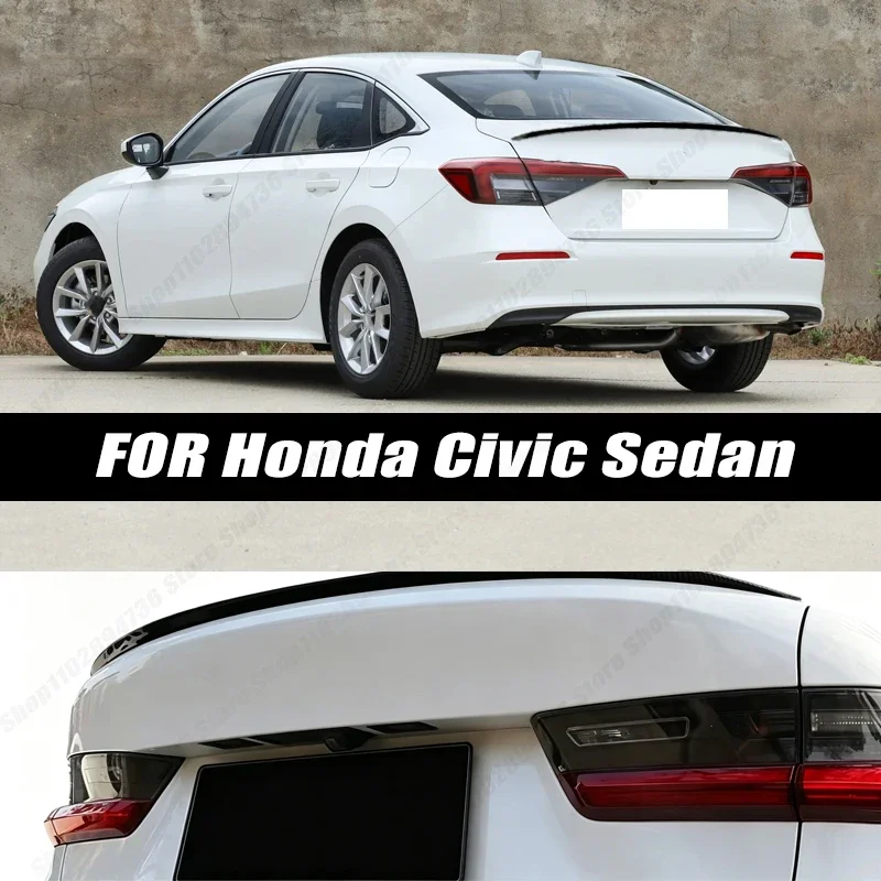 120CM Glossy Black Soft Rubber Universal Rear Trunk Spoiler 5D Carbon Look Tail Wing Fit For Honda Civic Sedan Car Accessories