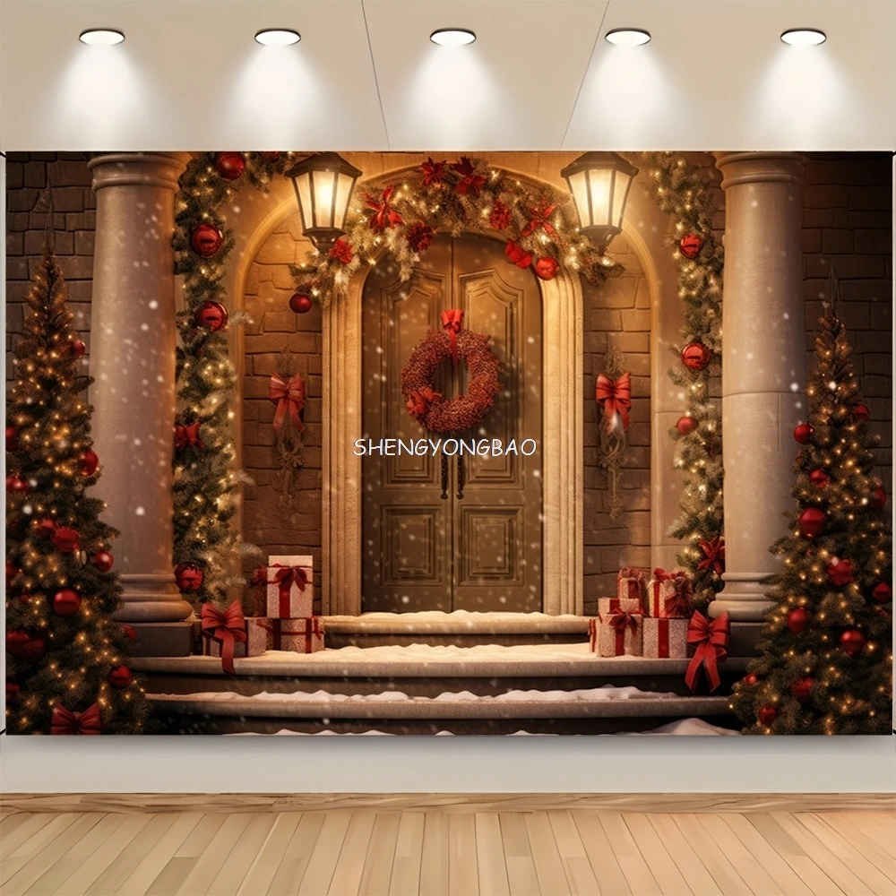 New Year Christmas Day Digital Photography Backdrop Prop Fireplace Winter Living Room Gift Holiday Photo Studio Background RS-23