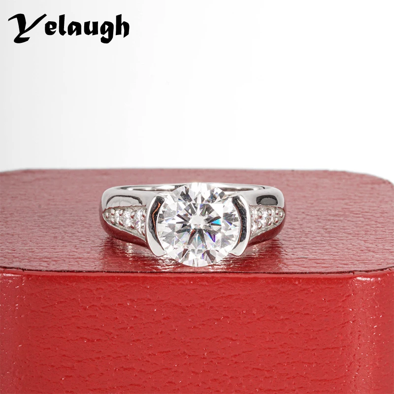 

Yelaugh 2ct D Color Moissanite Engagement Wedding Rings for Women Men Sparking Round Cut Diamond Band Ring Fine Jewelry Gift