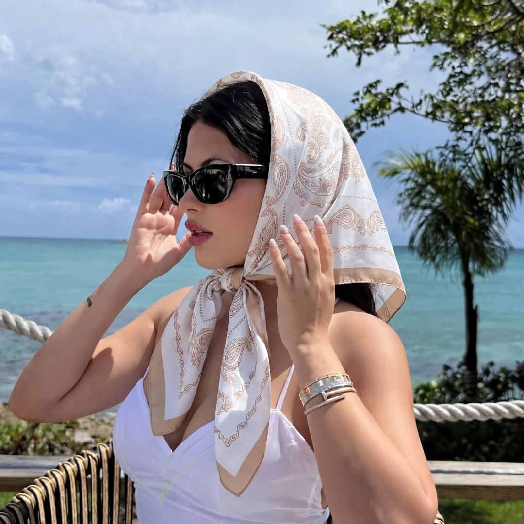 

Luxury Scarf Hijab Square Bandana Handkerchief Silk Scarves Woman Headscarf Female Print Turban Headband Shawl Wraps Neckerchief