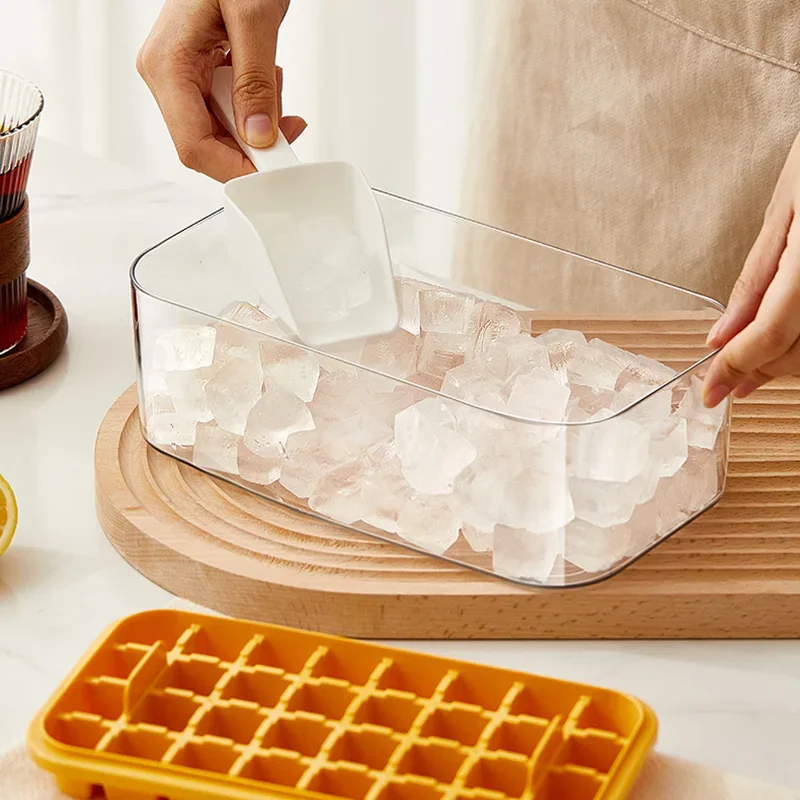 New Tepy 64 Slots Ice Cube Molds Trays with Lid Creative 2 in 1 Ice Cube Molds and Storage Box Remove Ice with One Click