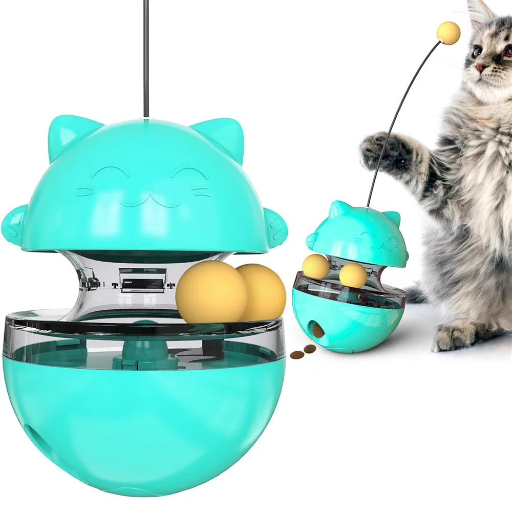 

Funny Cat Teaser Stick Feeding Ball Interactive Cat Toy Kitten Playing Toys Tumbler Cat Turntable Toy Supplies Pet Accessories