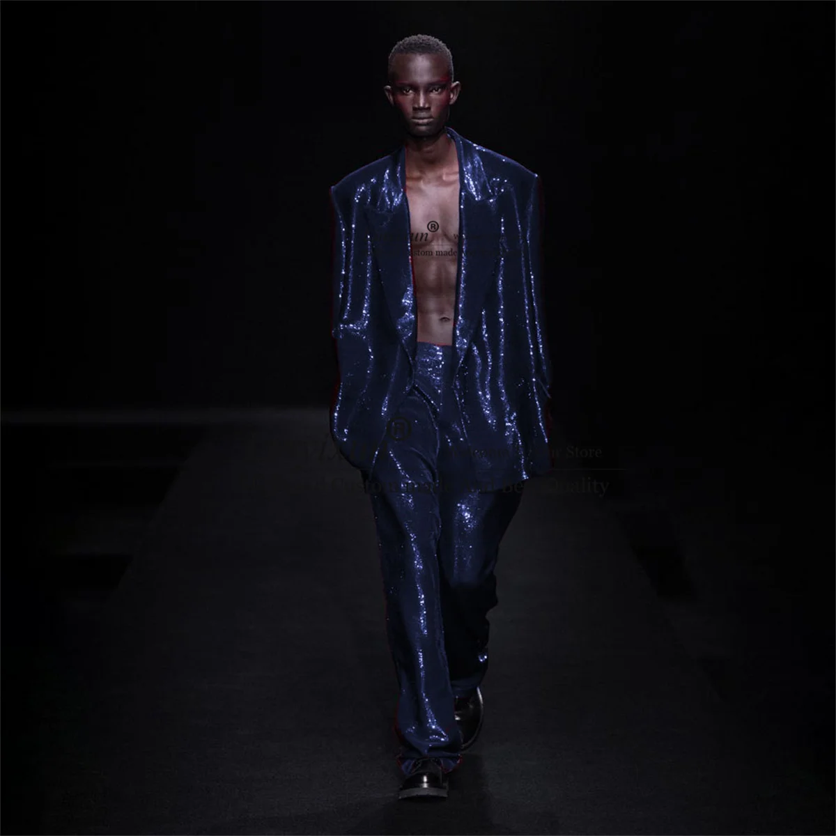Glitter Sequins Men Suits 2 Pieces Sets Groom Wedding Tuxedos Slim Fit Dinner Party Male Prom Blazers terno masculinos completo