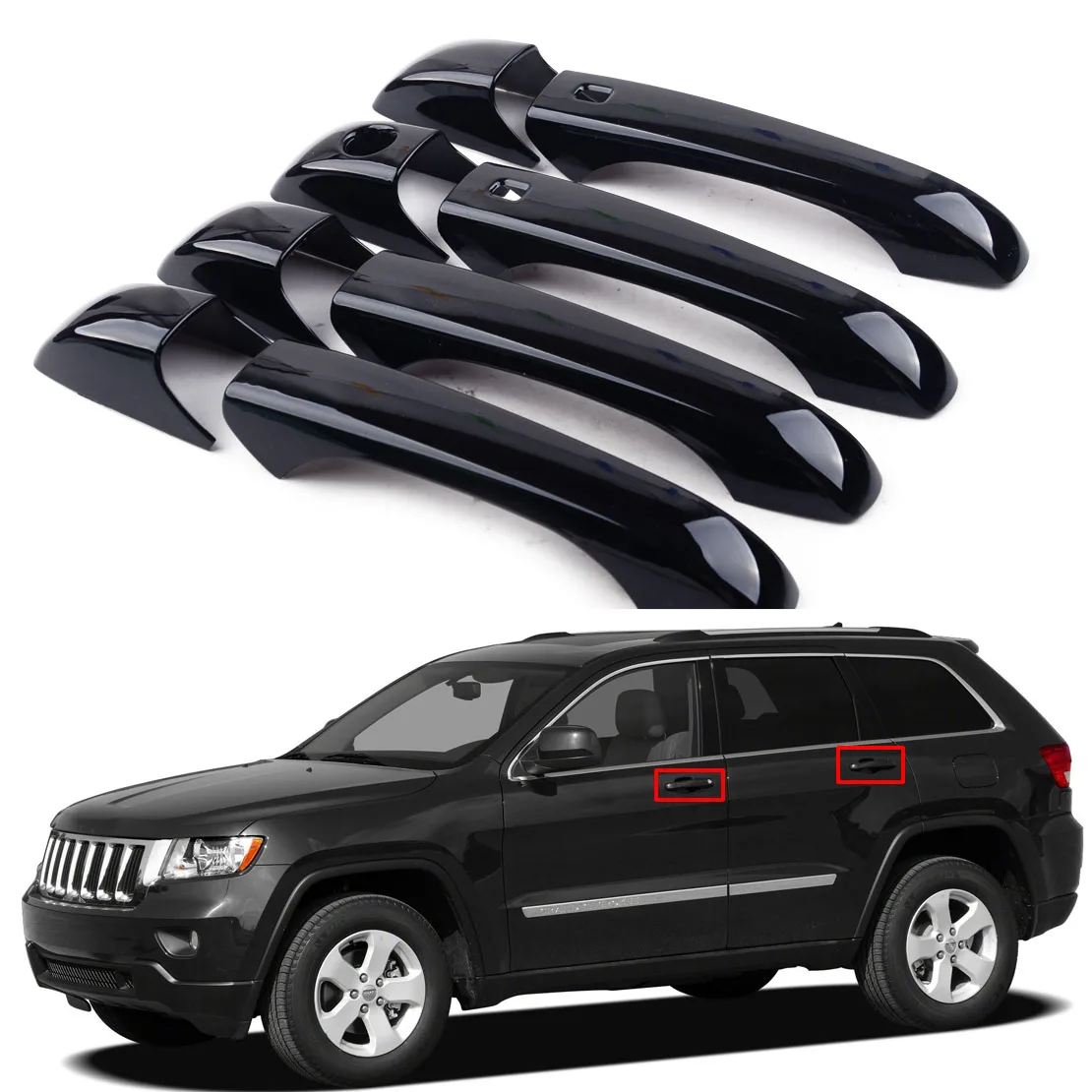 

8Pcs/Set Gloss Black Door Handle Cover For Jeep Grand Cherokee Dodge Durango 2011-2019 Exterior Door Handles Car Accessories