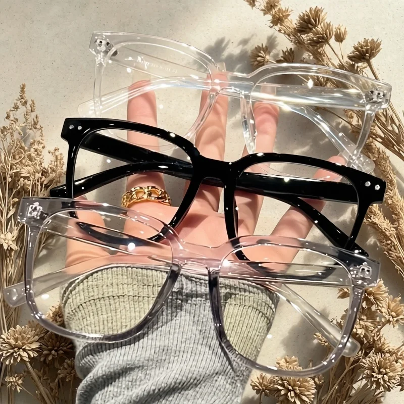 3 pairs of unisex glasses - fashionable school style, clear black frame, facial finishing design view 6
