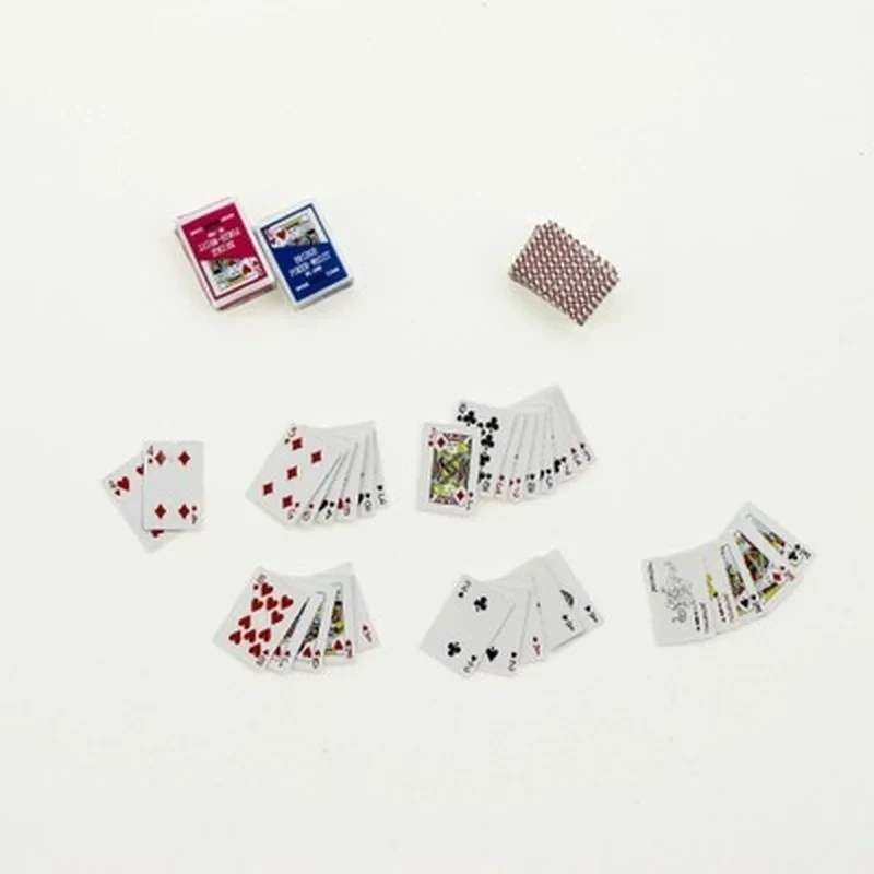 2pcs Mini Cute 1:12 Dollhouse Miniatures Poker Home Decoration Poker Cards Playing Game for Doll Kawaii Accessories