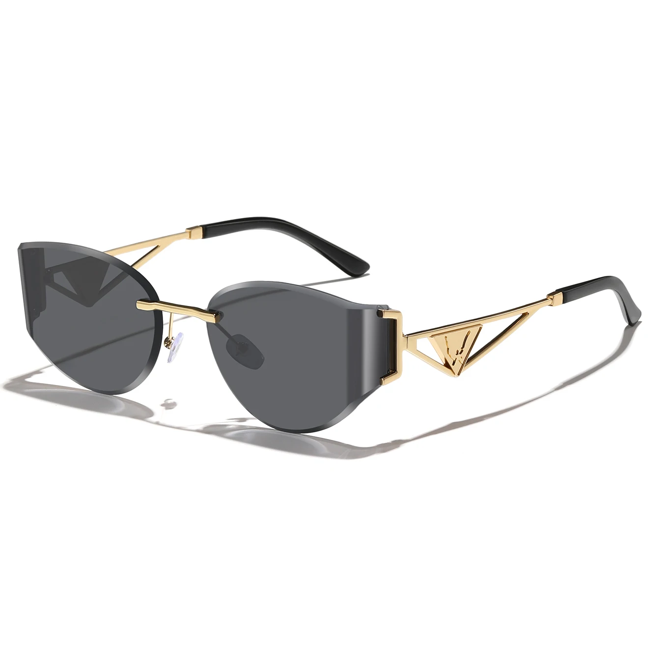 Fashion Rimless Cycling Sunglasses Trendy Metal Frame Glasses with UV Protection for Men Women Outdoor Cycling Hiking Eyewear