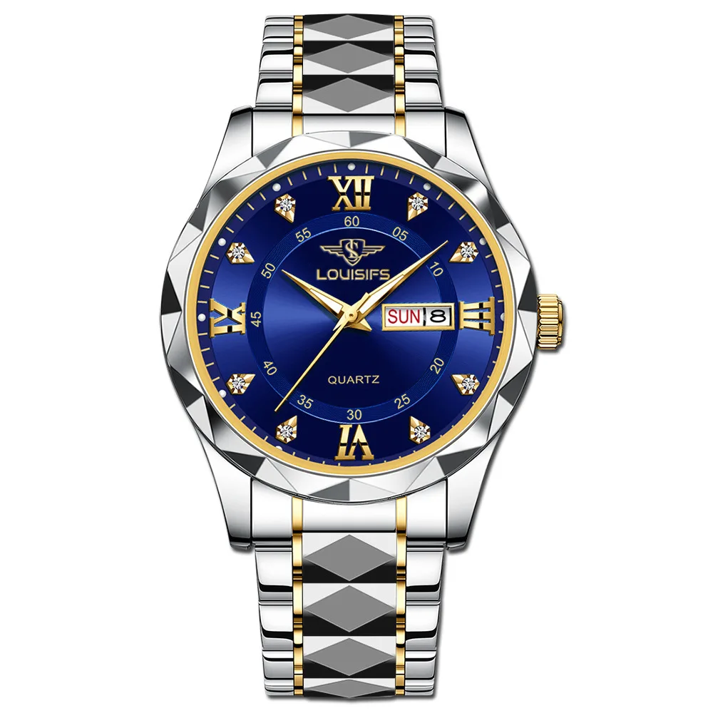 탑 브랜드 남성 시계 클래식 로마 숫자 다이얼 럭셔리 손목시계 남성용 오리지널 쿼츠 방수 발광 크로노그래프