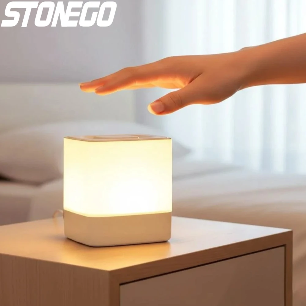 

Перезаряжаемая портативная ночная лампа с мягким светом, сенсорным управлением, светодиодная прикроватная лампа, теплый атмосферный свет для сна, для дома и путешествий