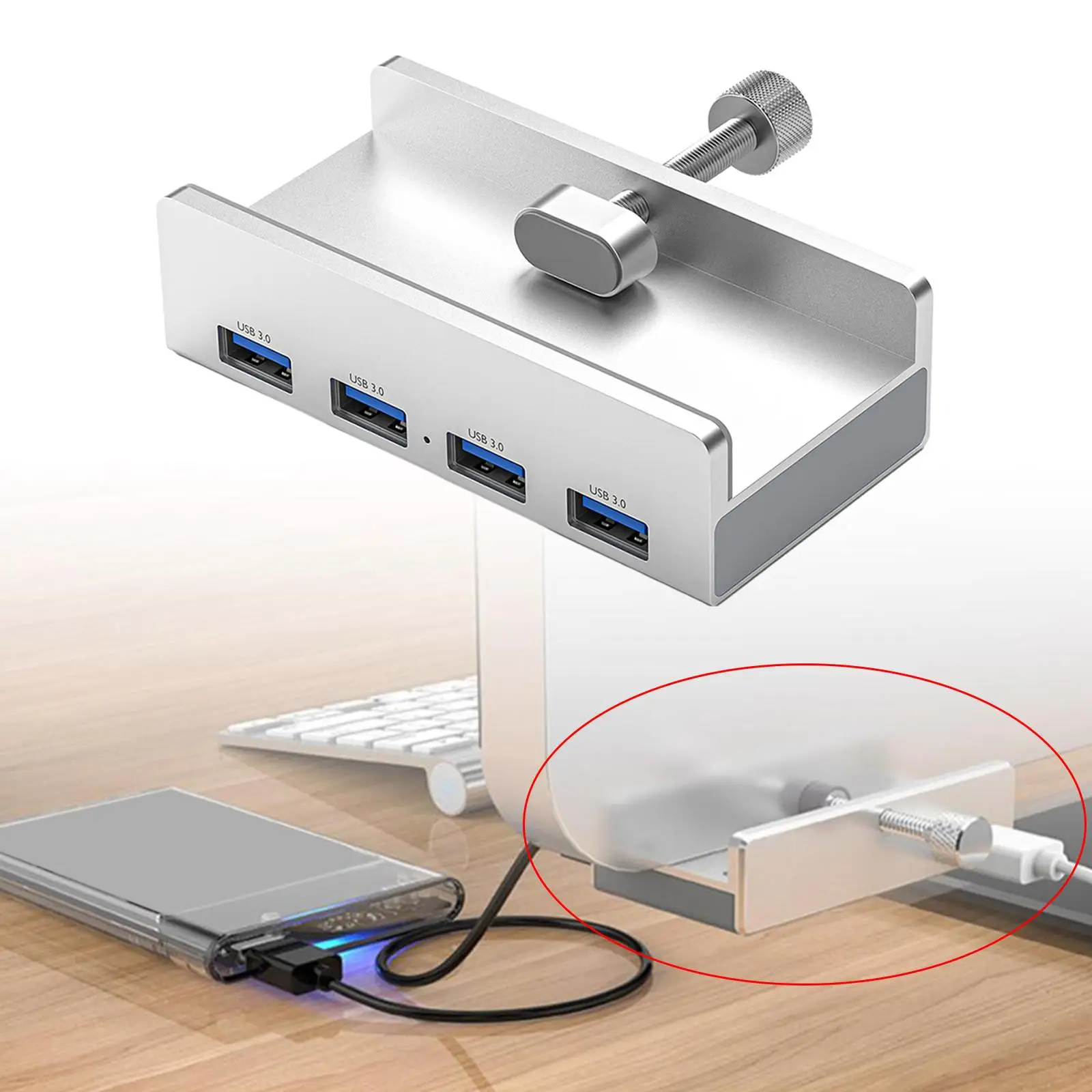 Extensor USB3.0 de doca externa de alumínio de 4 portas para celular laptop