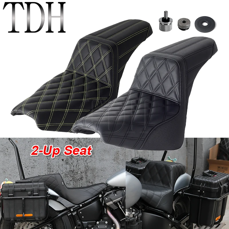 

Club Style 2-Up Driver & Passenger Seat Stitch Leather Cushion Pad For Harley Heritage Classic Deluxe Standard Cafe Racer 18-up
