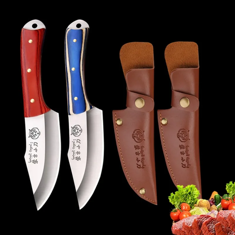 Handmade Meat Cleaver Stainless Steel Pocket Knife Multifunctional BBQ Kitchen Portable Small Cutting Knife