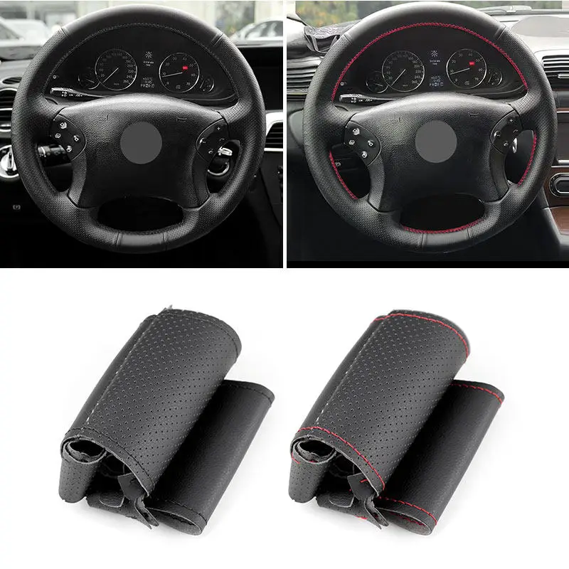 For Mercedes Benz C-Class W203 2001 2002 2003 2004 2005 2006 2007 Microfiber Leather Car Steering Wheel Cover Protective Trim