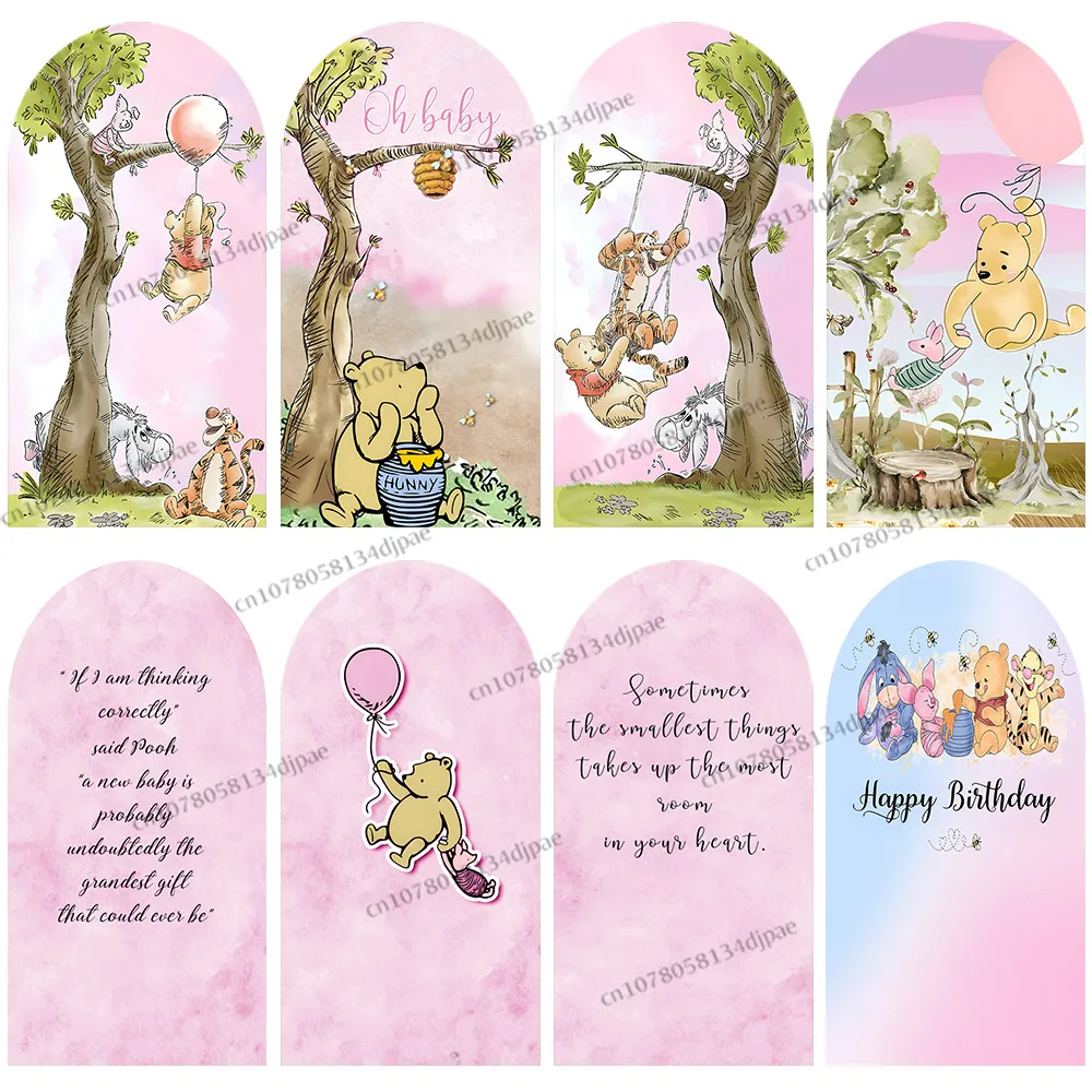 

Winnie The Pooh Baby Shower Backdrop Arch Wall Decoration Newborn Girl Happy Birthday Party Background Cover Banner Supplies