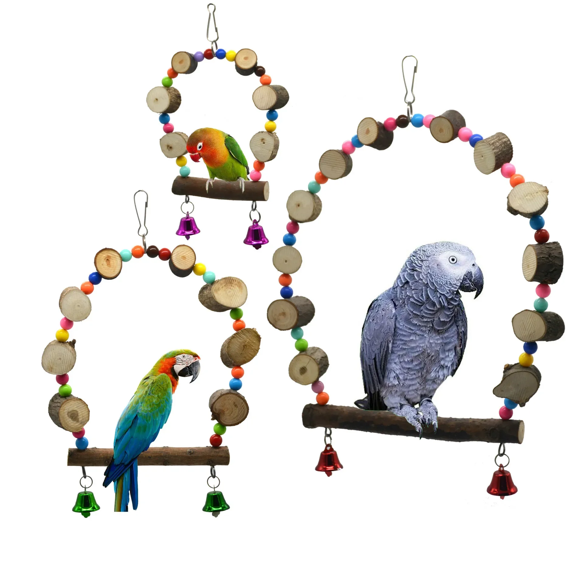 1PCS Pet Products Parrot Toys Suspension Bridges Swing Rings Logs Beads and Bird 