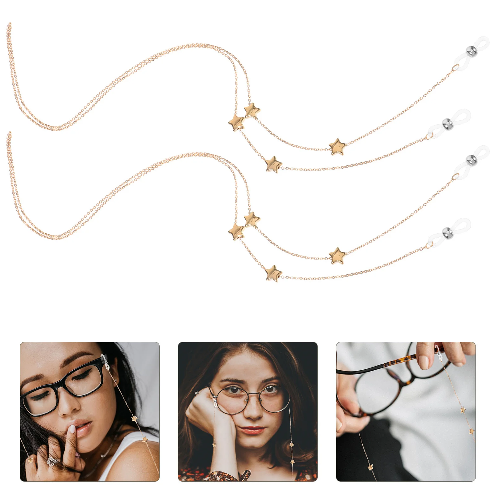 

2Pcs Eyeglass Chain Metal Strap Lightweight Anti-Allergic Necklace Style for Women Glass Accessory Women Mask Chain