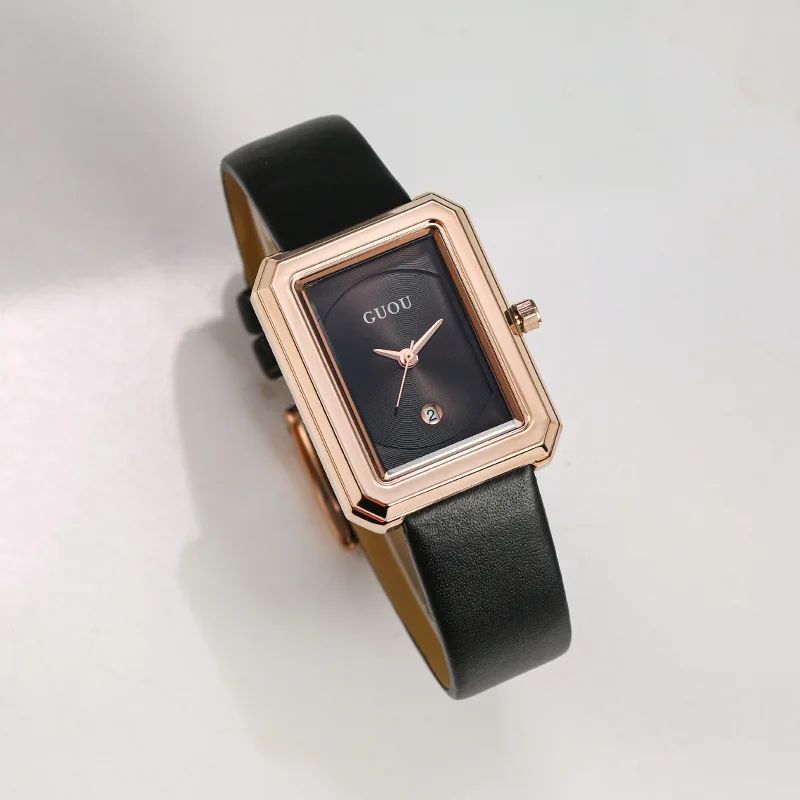 New Square Green Watch For WomenSimple And ElegantVintage Style A New Product From A Fashion Brand, A Stylish Quartz Wristwatch.