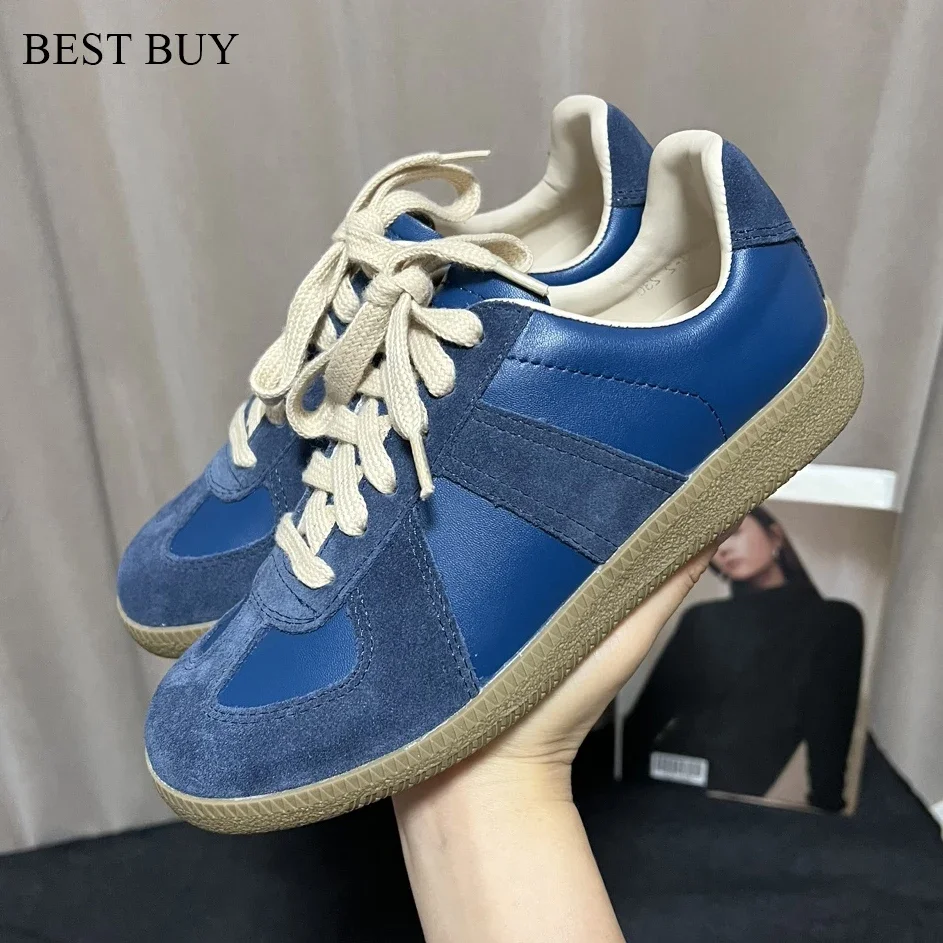 BAST BUY Size 35-40 Real Leather Women Casual Sneakers Breath Tennis Athletic Flats Shoes Low Heels Lace-Up Spring Hike Shoes