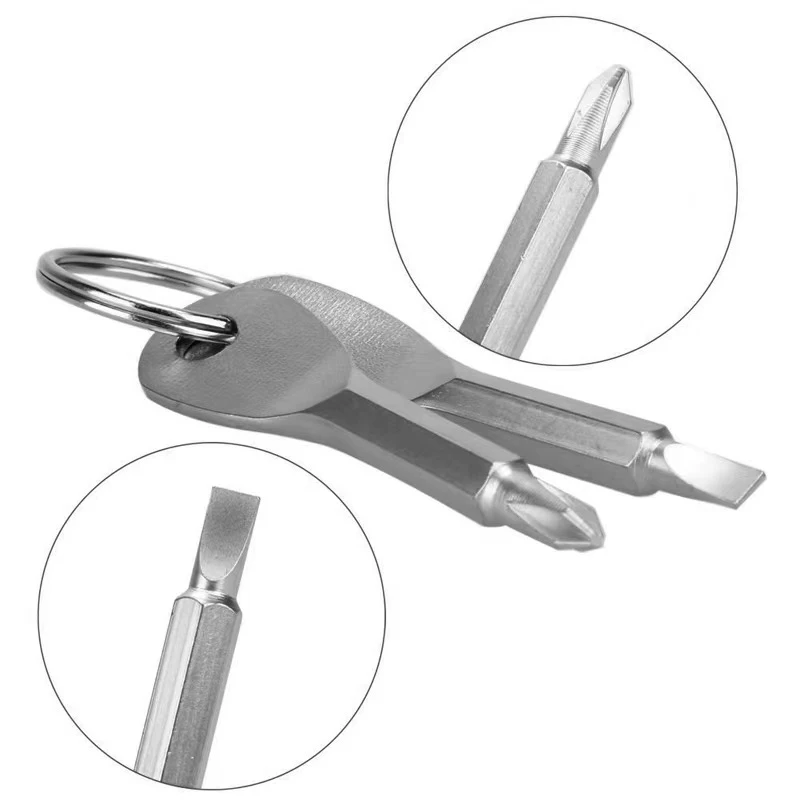 1 Set Stainless Steel Mini EDC Multifunction Screwdriver Key Shape Slotted Screwdrivers Keychain Pocket Repair Tool hand tools