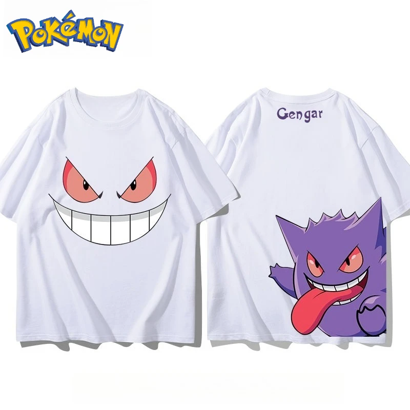 

Pokémon Summer New Gengar Front and Rear Printed T-shirt Men's and Women's Y2K Harajuku Loose Casual Versatile Short-sleeved Top