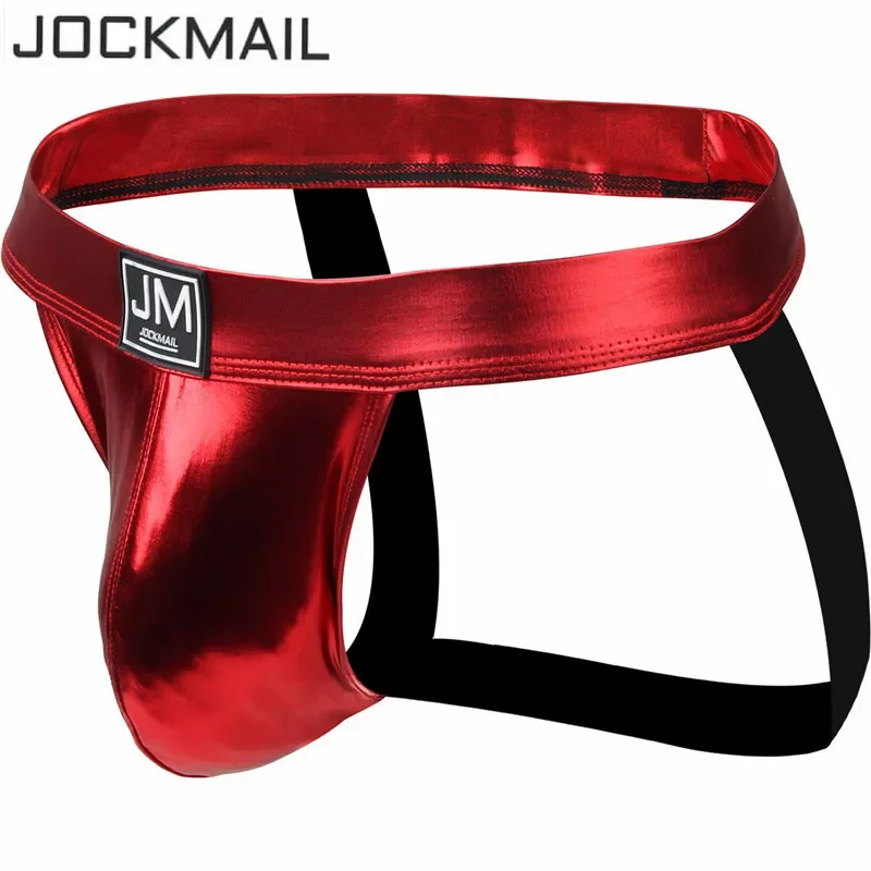 JOCKMAIL Men jockstrap U Convex gay Underwear PU leather Sexy Men Underwear penis pouch mens thongs and g strings tanga hombre