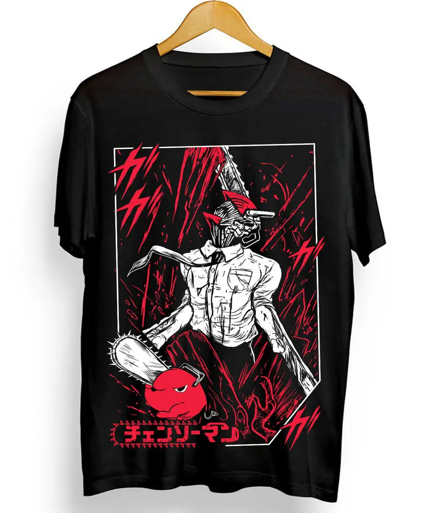 Chainsaw Man T-Shirt Chainsaw Man Anime CSM Denji Power Black Shirt All Size