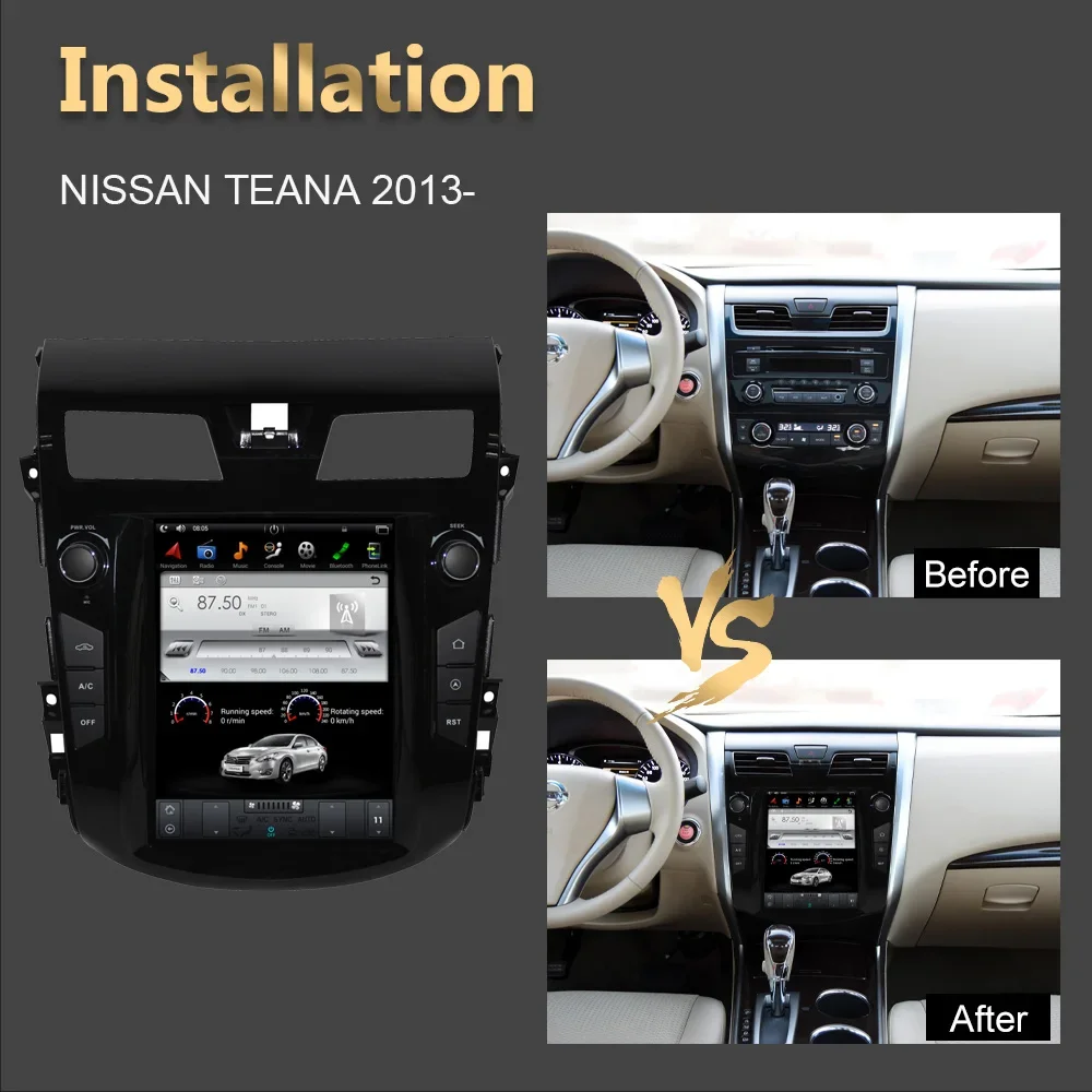 Android 11 Tesla Style Car GPS Navigation For NISSAN TEANA 2013- Auto Radio Stereo Multimedia Player With BT WiFi Mirror Link