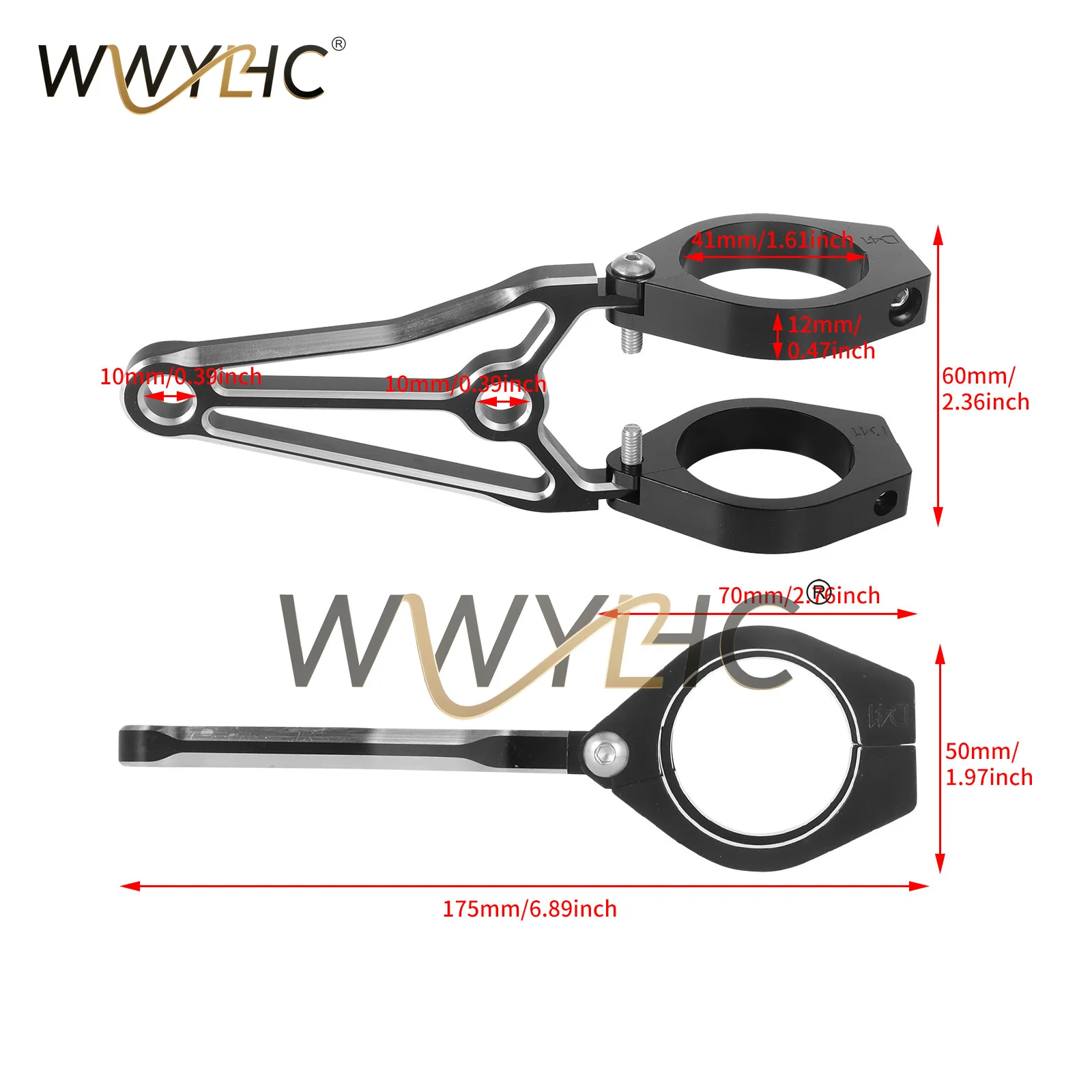 Motorcycle Modification Headlight Bracket All Black 41mm Motorcycle Headlight CNC Clamp Installation Adjustable
