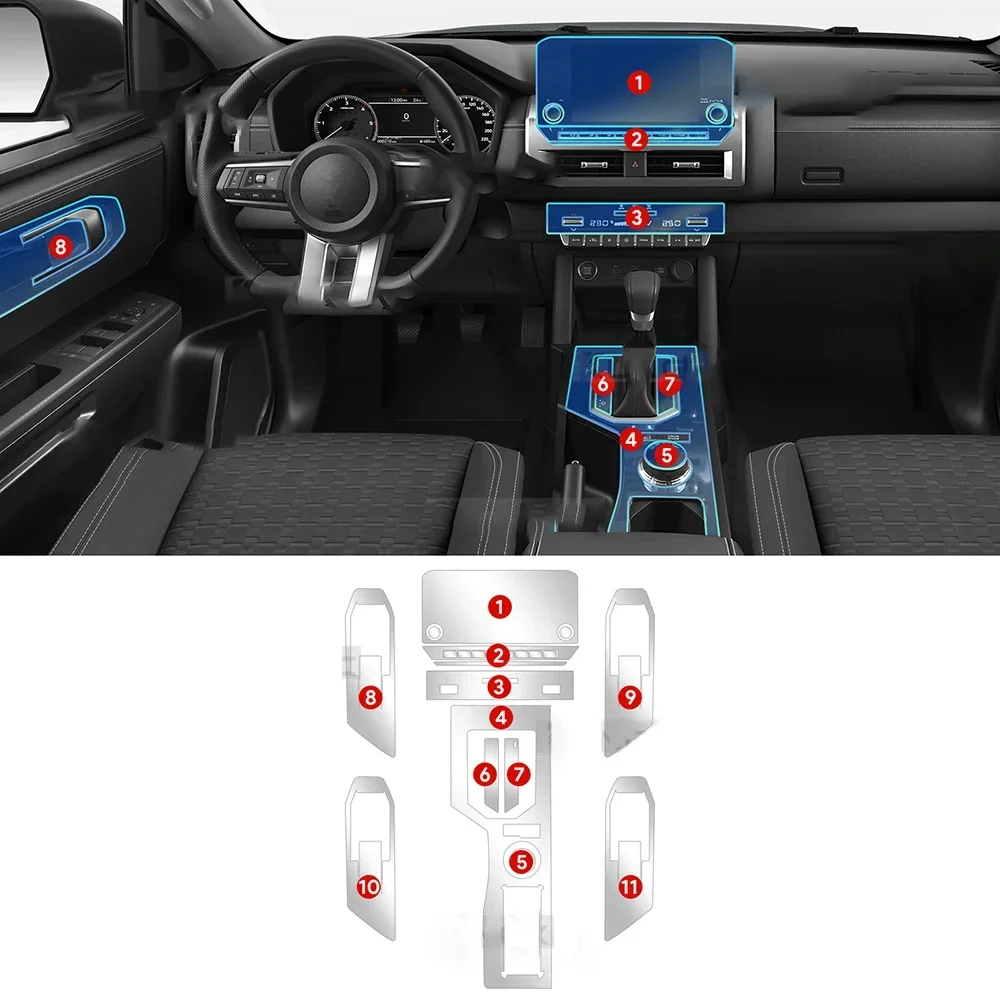 Película Protectora de TPU para el Interior de MITSUBISHI L200 2025-UP, Anti-Rayones, para Pantalla de Navegación y Panel de Cambios