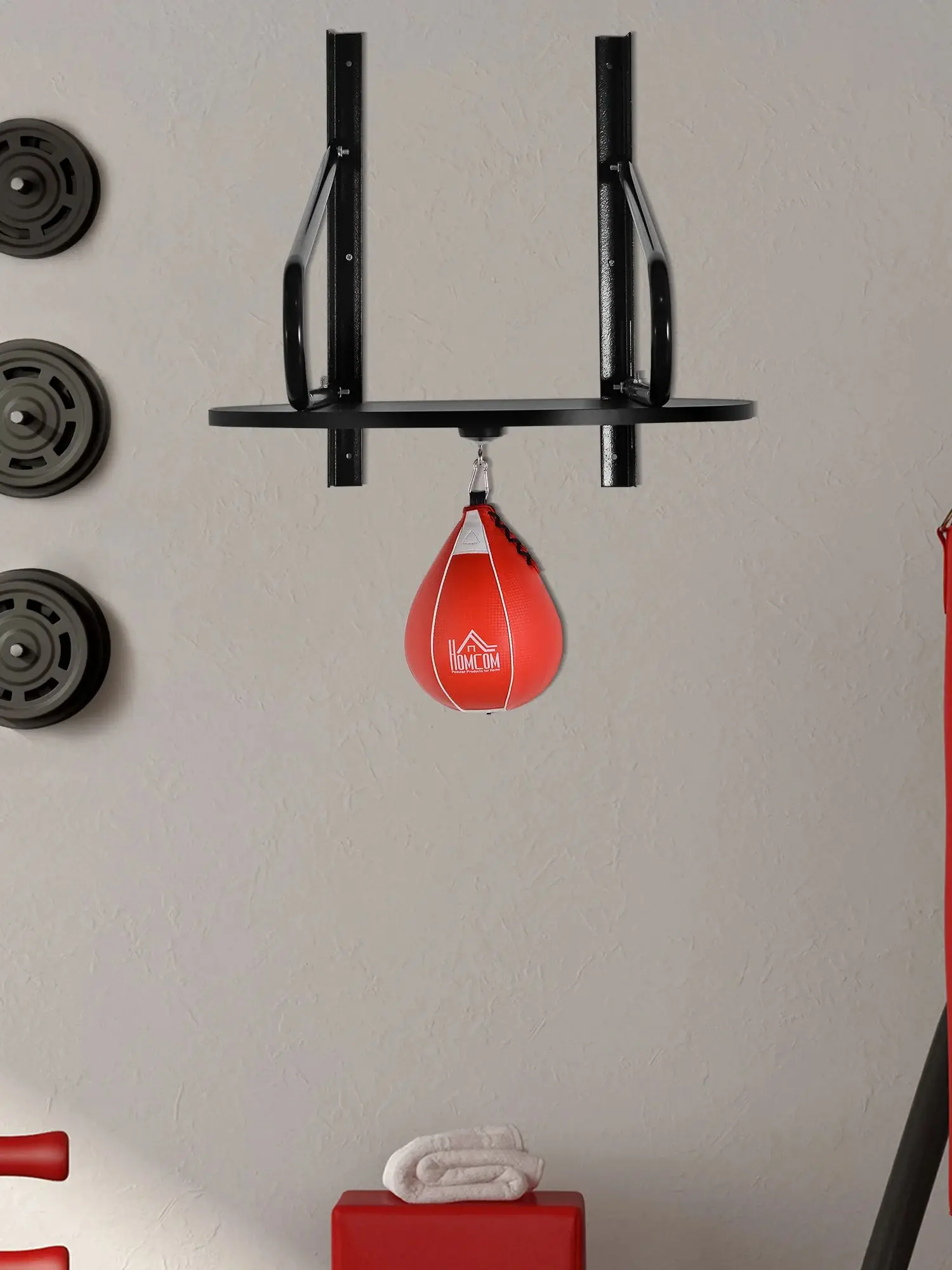 Ballon de boxe Homcom avec support mural et plateforme réglable en hauteur