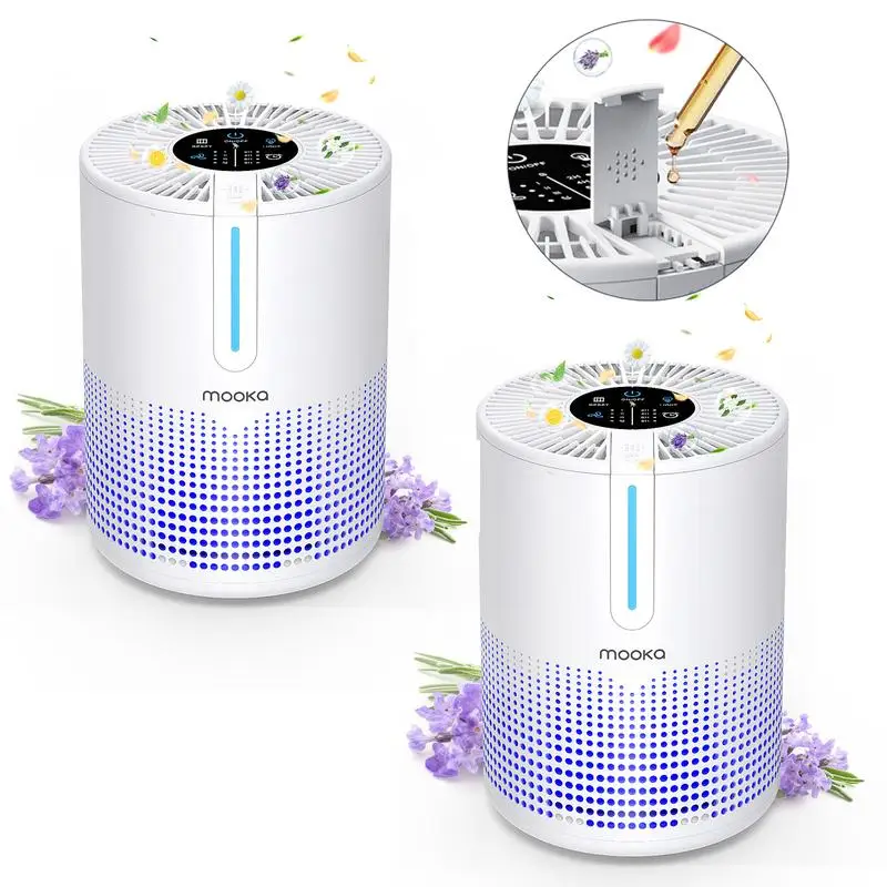 2 Packs MOOKA  Air Purifiers for Home Bedroom Up to 300Ft²  H13 True HEPA Filter Protable  with USB Cable